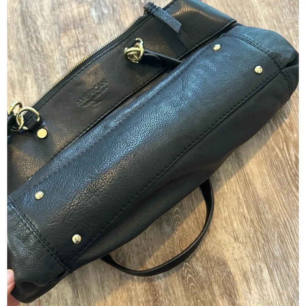 American Leather Co. Taylor Triple‎ Entry Satchel Black Color Handbag